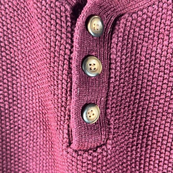 Structure Mens Long Sleeve Sweater Pullover 1/4 Button Up Ramie Cotton Maroon XL - Picture 4 of 9